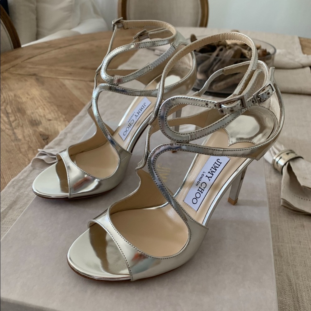 Jimmy Choo gold heels. Sz 6/36.5